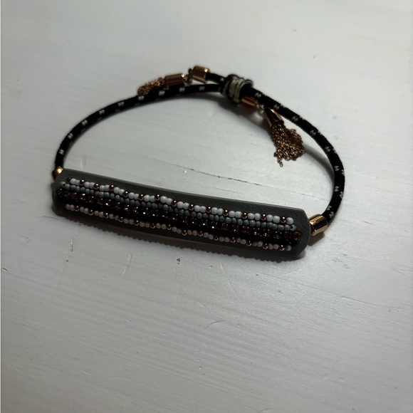 Rebecca Minkoff Gray Beaded Leather Bracelet - Picture 1 of 4